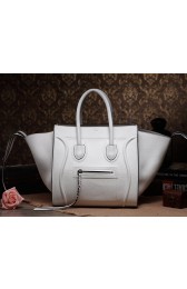 Celine Luggage Phantom Square Tote Bag 3341 in White Clemence Leather VS02186