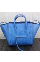 Celine Luggage Phantom Tote Bag Croco Leather CT3341 Blue VS01988