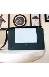 Celine Medium Smooth Calfskin Frame Shoulder Bag Light Blue and Green C130402 VS05937
