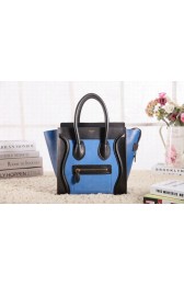 Celine Micro Luggage 3307 in Blue Suede Caviar with Black/Blue Original Leather YD VS05962