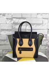 Celine Micro Luggage Tote Bag Original Leather C164173 Yellow&Black&Green VS07360