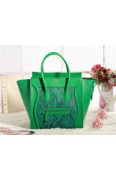 Celine Mini Luggage 3308 in Green Original Leather with Real Snakeskin VS08564