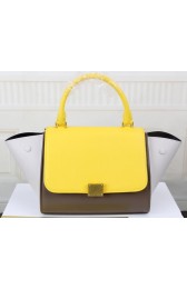 Celine mini Trapeze Bag Original Leather CT3345 Yellow&Khaki&White VS03551
