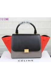 Celine MINI Trapeze Bag Suede Leather CT3345 Black&Grey&Orange VS00951