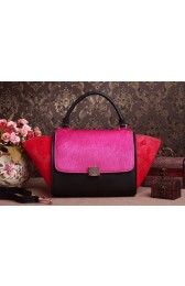 Celine Mini Trapeze tote Bag 3342 in Black/Pink/Red Original Leather with Horse Hair YD VS03329