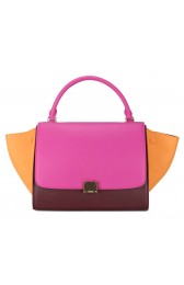 Celine Original Leather Trapeze Bag CL88037 Rose&Wine&Orange VS04508