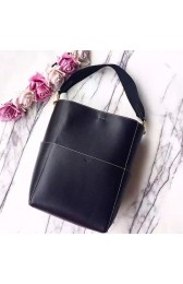 Celine Sangle Seau Bag in Natural Calfskin Black 240710 VS00745