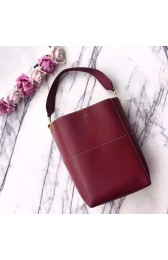 Celine Sangle Seau Bag in Natural Calfskin Burgundy 240710 VS09590
