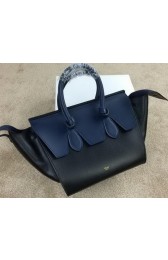 Celine Tie Nano Top Handle Bag Smooth Leather 98313 Royal&Black VS02362
