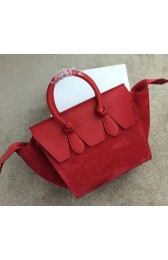Celine Tie Nano Top Handle Bag Suede Leather 98313 Red VS03336