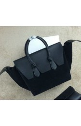 Celine Tie Top Handle Bag Suede Leather 98314 Black VS02791