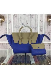 Celine Tie Top Handle Bags Original Leather CT98314 Blue&Khaki VS08274