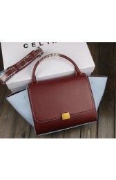 Celine Trapeze Bag Original Leather CT3342 Burgundy&SkyBlue VS02325