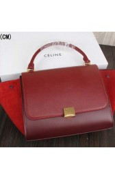 Celine Trapeze Bag Original Suede Leather CT3342 Burgundy VS08127