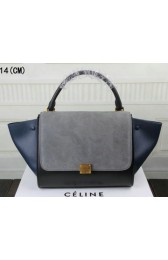Celine Trapeze Bag Suede Leather C3342 Grey&Black&Royal VS09559