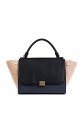 Celine Trapeze tote Bag 3042 in Black with Navy Blue Original Leather with Cream Suede Fug VS03942