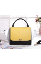 Celine Trapeze tote Bag 3342 by Original Calfskin Leather in Yellow and Black with White VS08038