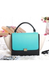 Celine Trapeze tote Bag 3342 in Blue and Black with White Original Leather VS01239