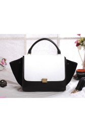 Celine Trapeze tote Bag 3342 in White with Black Original Leather with Black Suede VS09128
