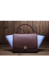 Celine Trapeze tote Bag 3342 in Wine Red with Lavende Purple Original Leather VS03342