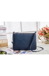 Celine Trio Crossbody Messenger Bag 3000 in Dark Blue Original Calfskin Leather VS06915