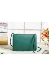 Celine Trio Crossbody Messenger Bag 3000 in Dark Green Original Calfskin Leather VS03919