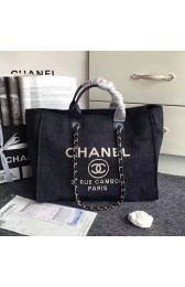 Chanel Black Canvas Large Deauville Shopping Bag A68046 VS01592