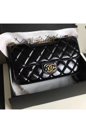 Chanel Black Oil Wax Leather Perfect Edge Bag Gold A14041 VS06794