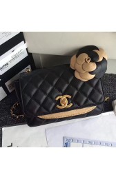 Chanel Calfskin Camellia Waist Bag Black A91830 VS06486