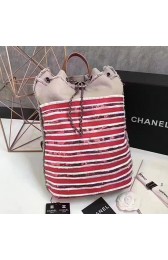 Chanel Canvas Sequins Backpack Beige and Red A93671 VS08281