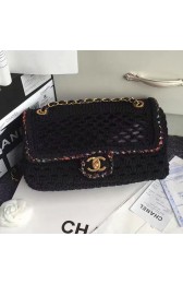 Chanel Crochet Braid Flap Shoulder Bag Black A93680 VS09431