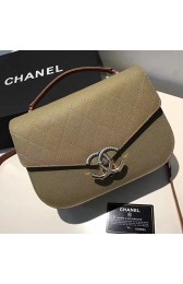 Chanel Grained Calfskin CC Flap Bag with Top Handle Green A93633 VS09198