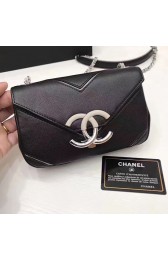 Chanel Grained Calfskin Chevron Flap Bag Black A93774 VS05263