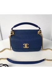 Chanel Grained Calfskin Flap Bag with Top Handle Blue A93756 VS00398