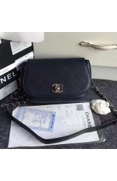 Chanel Grained Calfskin Shoulder Bag Blue A92949 VS09430