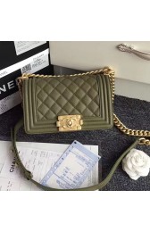 Chanel Green Quilted Caviar Small Boy Bag A67085 VS06103