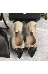 Chanel Grey Sheepskin Tieks Black Pointed Toe CH1120 VS07411