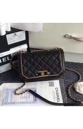 Chanel Lambskin and Metallic Calfskin Flap Bag Black A91836 VS07673