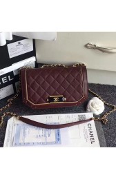 Chanel Lambskin and Metallic Calfskin Flap Bag Burgundy A91836 VS07985