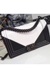 Chanel Lambskin Medium Boy Bag White and Black A67086 VS04859