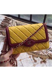 Chanel Lambskin Mini Chain Purse Yellow A81024 VS00762