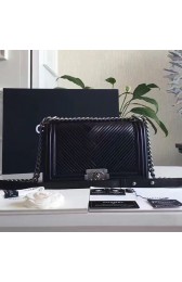 Chanel Medium Chevron Lambskin Boy Bag Black A13044 VS09296