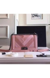 Chanel Medium Chevron Lambskin Boy Bag Pink A13044 VS03443