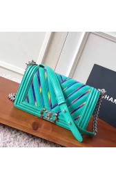 Chanel Multicolor Chevron Medium Boy Bag Green A67086 VS02100