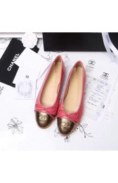 Chanel Pink Lambskin Ballet Flats Gold Cap Toe CH1610 VS06551
