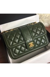 Chanel Quilted Lambskin Flap Bag Green A91365 VS06525