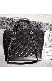 Chanel Quilted Lambskin Shopping Tote Bag Black 260301 VS02839