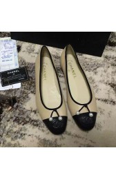 Chanel Tan Lambskin Ballet Flats Black Cap Toe CH1620 VS05731