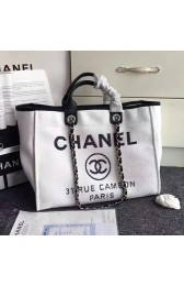 Chanel White Canvas Large Deauville Shopping Bag A68046 VS08728