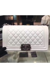Chanel White Quilted Lambskin Medium Boy Bag A67086 VS07017